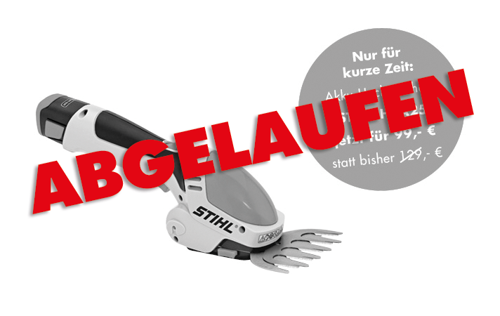 Jetzt für 99,-€ statt bisher 129,-€: Die handliche und schnittstarke STIHL Akku-Heckenschere HSA25!